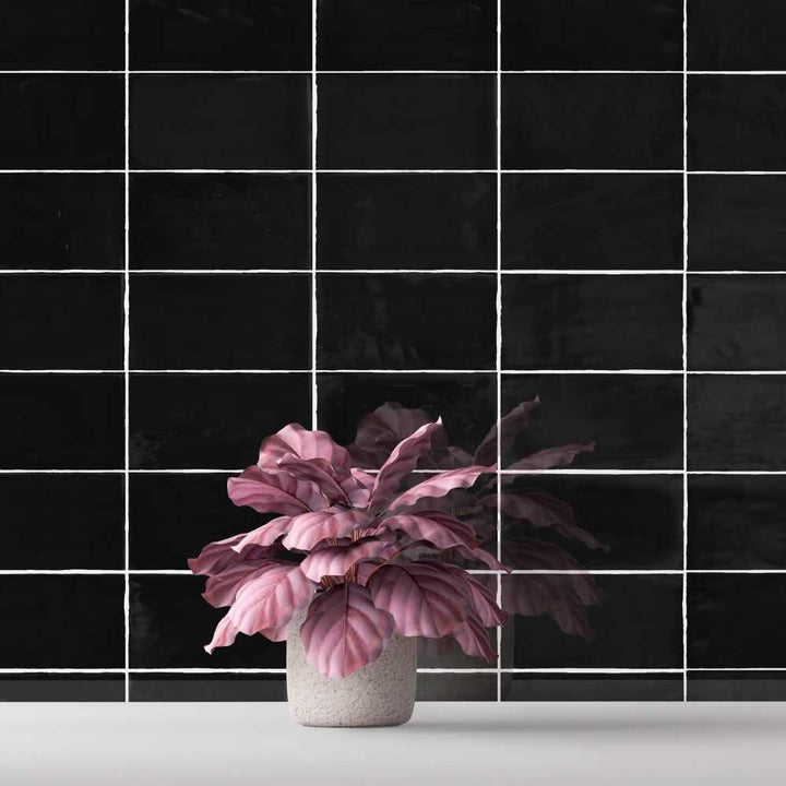 Talavera 3" x 6" Black Ceramic Glossy Tile