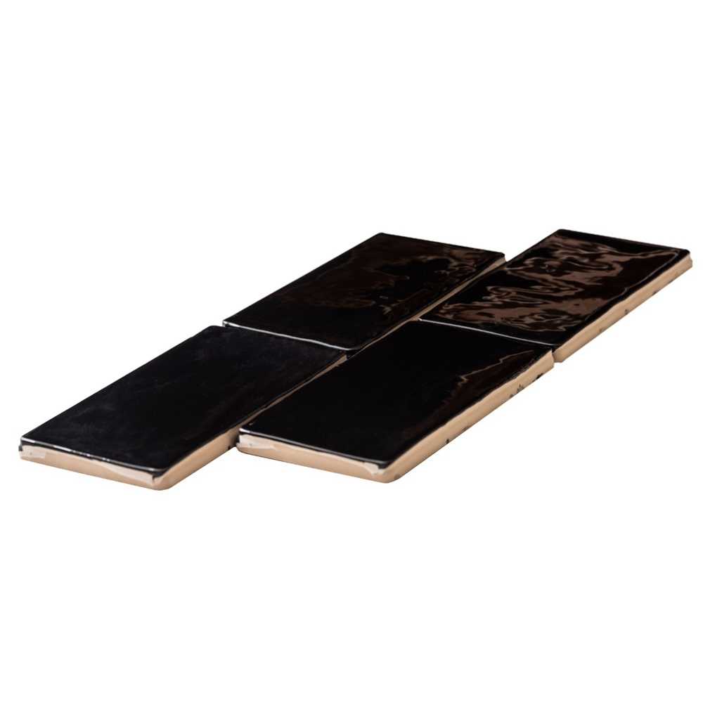 Talavera 3" x 6" Black Ceramic Glossy Tile