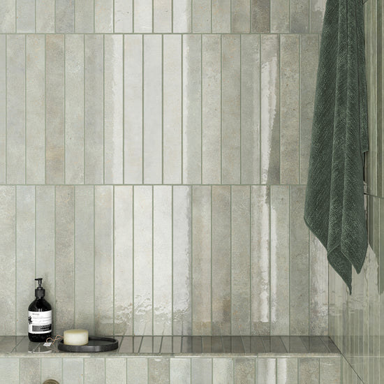 Vela 2" x 16" Green Field Porcelain Glossy Tile