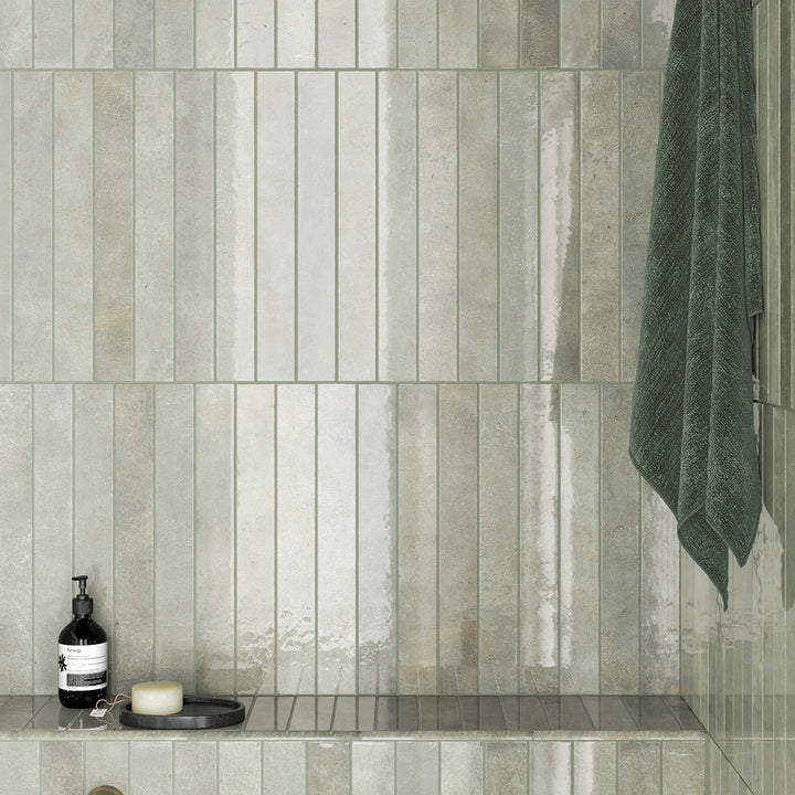 Vela 2" x 16" Green Field Porcelain Glossy Tile