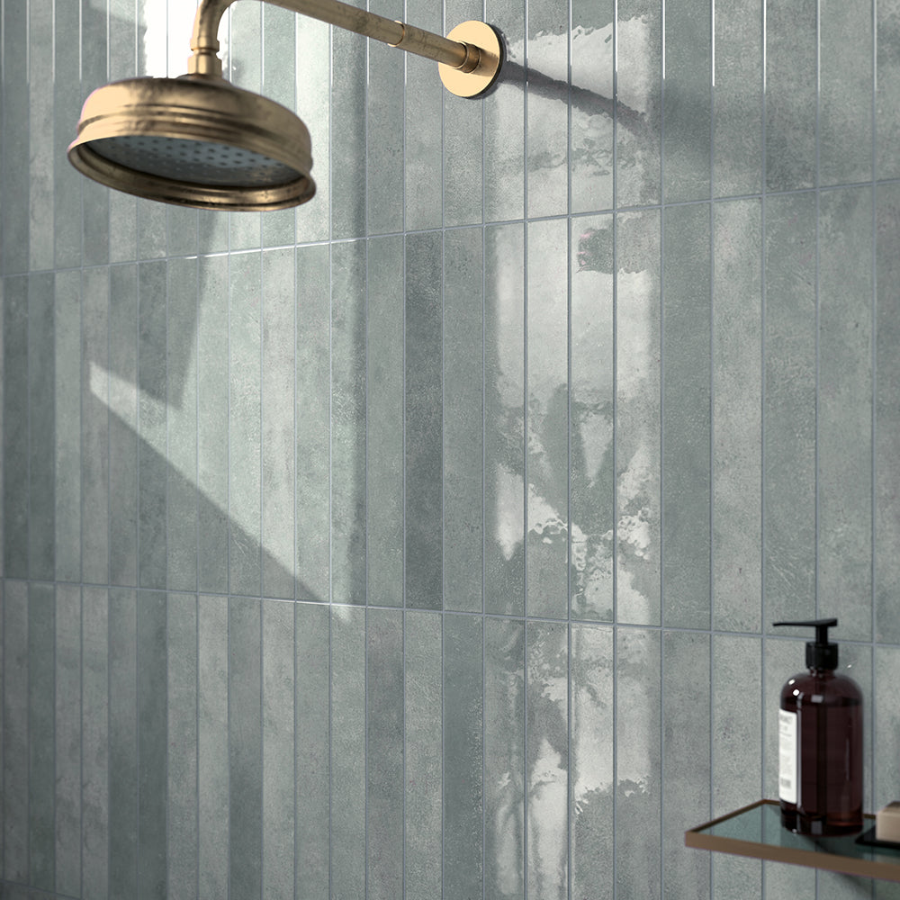 Vela 2" x 16" Moody Blue Porcelain Glossy Tile