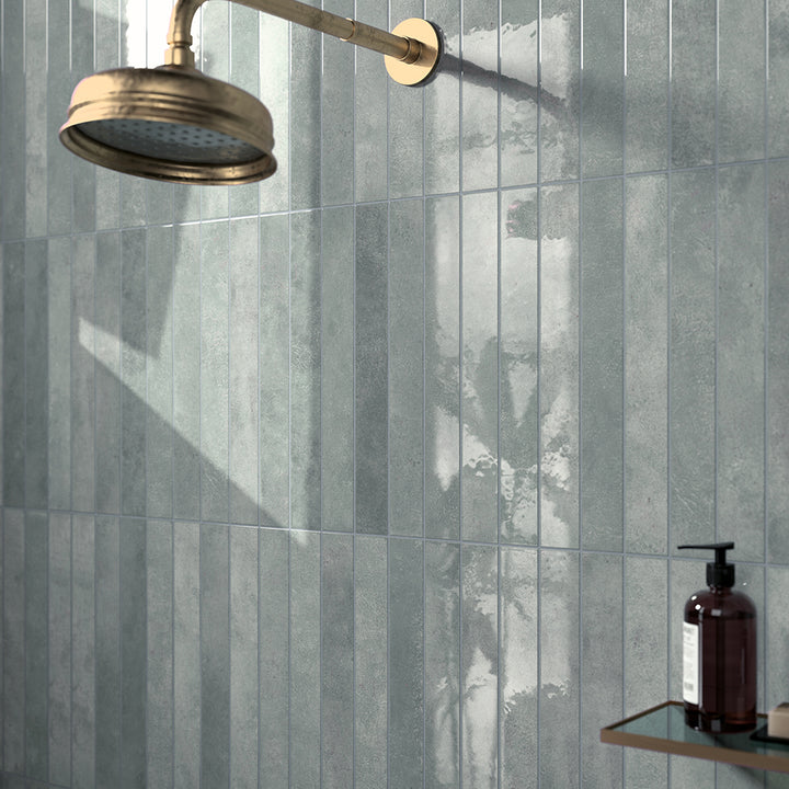 Vela 2" x 16" Moody Blue Porcelain Glossy Tile