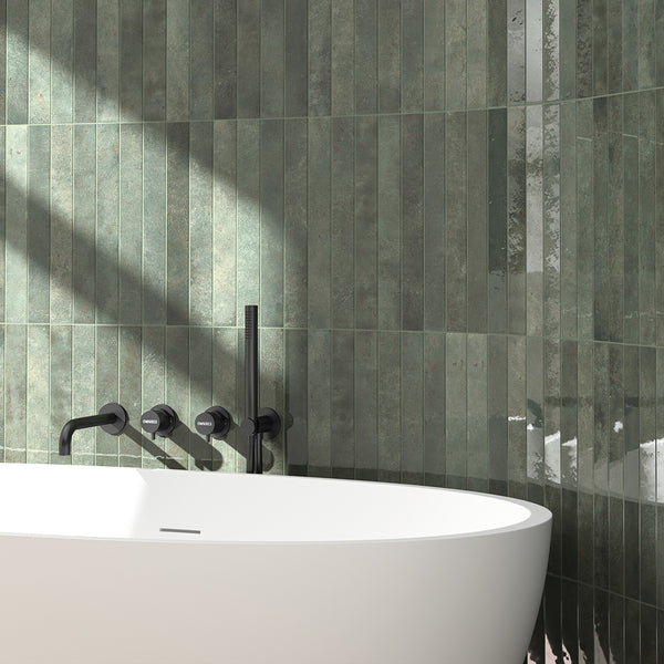 Vela 2" x 16" Oakmoss Porcelain Glossy Tile