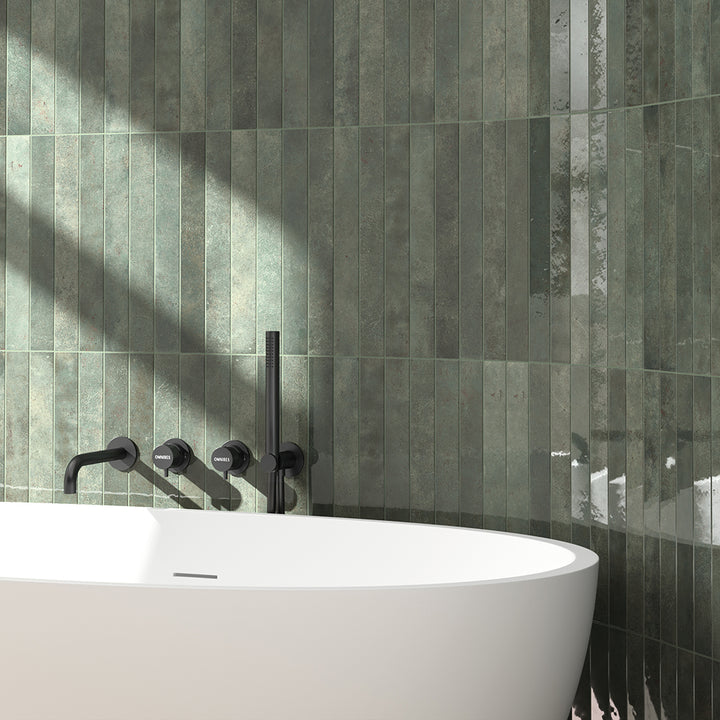 Vela 2" x 16" Oakmoss Porcelain Glossy Tile