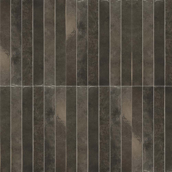 Vela 2" x 16" Soot Porcelain Glossy Tile