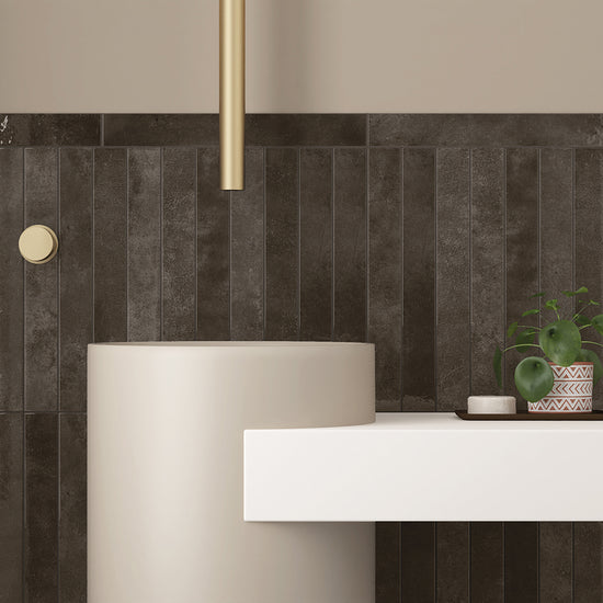 Vela 2" x 16" Soot Porcelain Glossy Tile