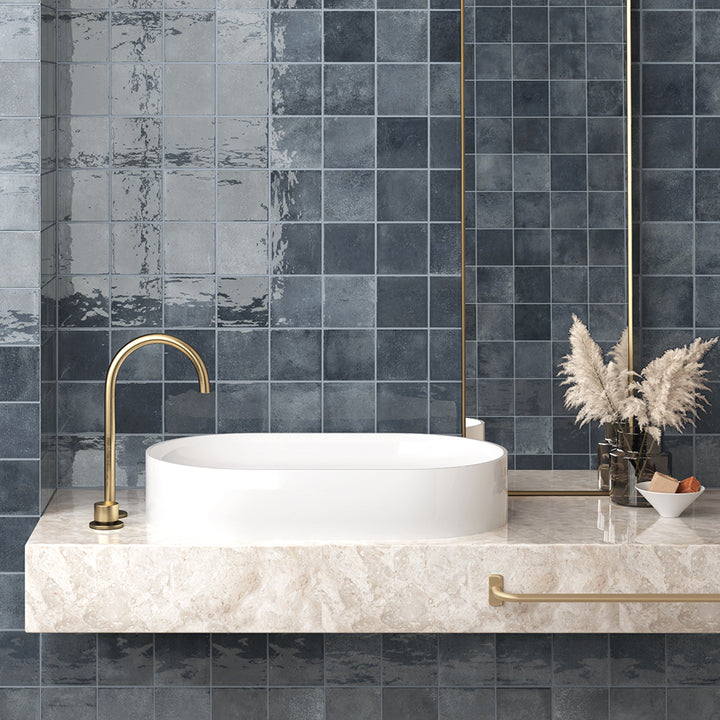 Vela 4"x4" Deep Royal Porcelain Glossy Tile
