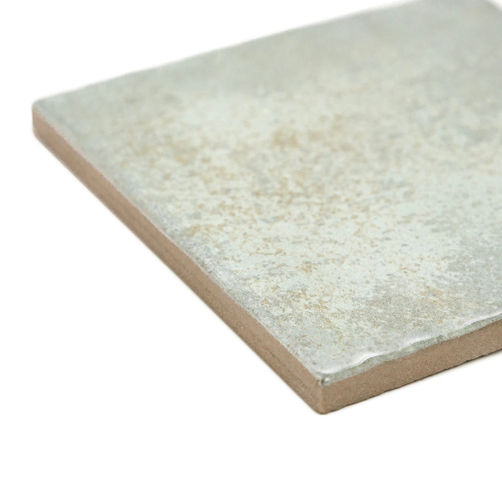 Vela 4" x 4" Green Field Porcelain Glossy Tile