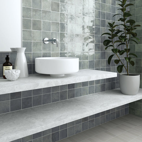 Vela 4" x 4" Moody Blue Porcelain Glossy Tile