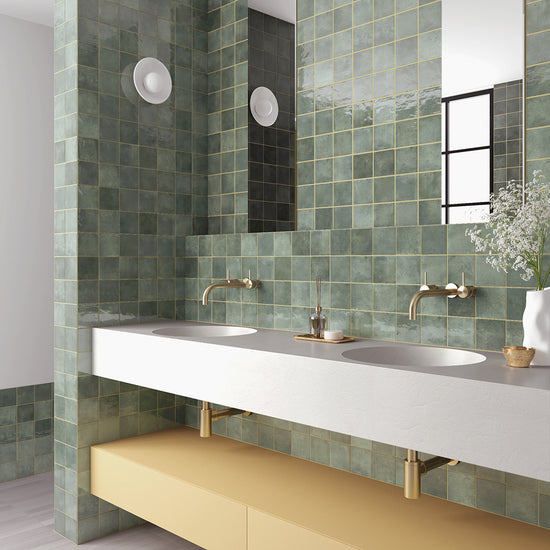 Vela 4" x 4" Oakmoss Porcelain Glossy Tile