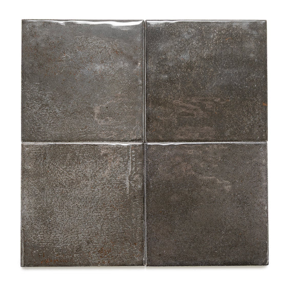 Vela 4" x 4" Soot Porcelain Glossy Tile
