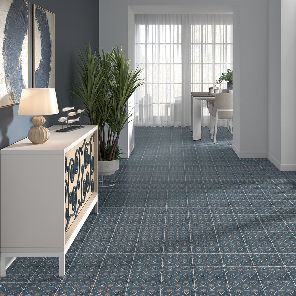 Velvet 8"x8" Sapphire Porcelain Satin Tile