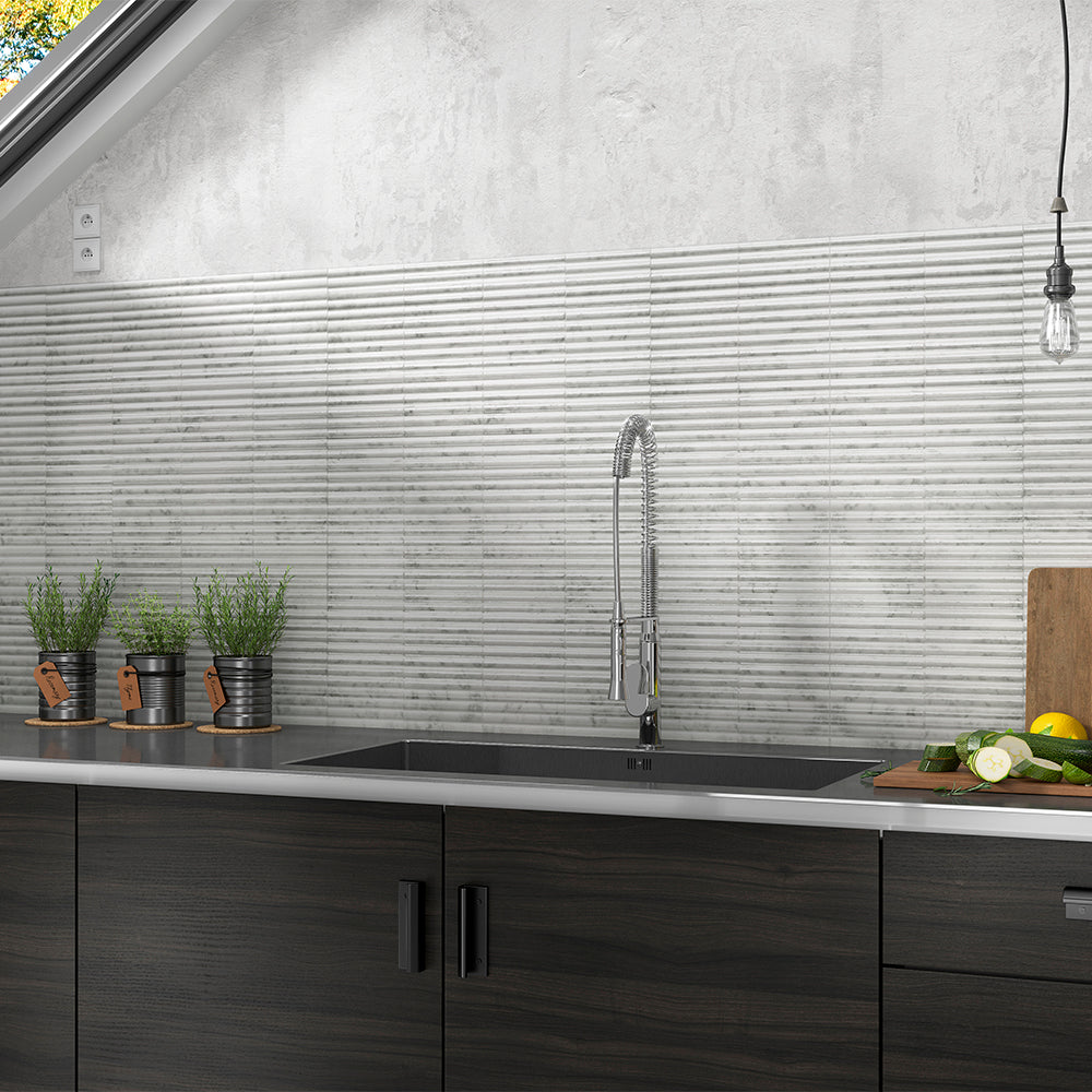 Oro Fluted 6"x12" Marble Ceramic Satin Tile