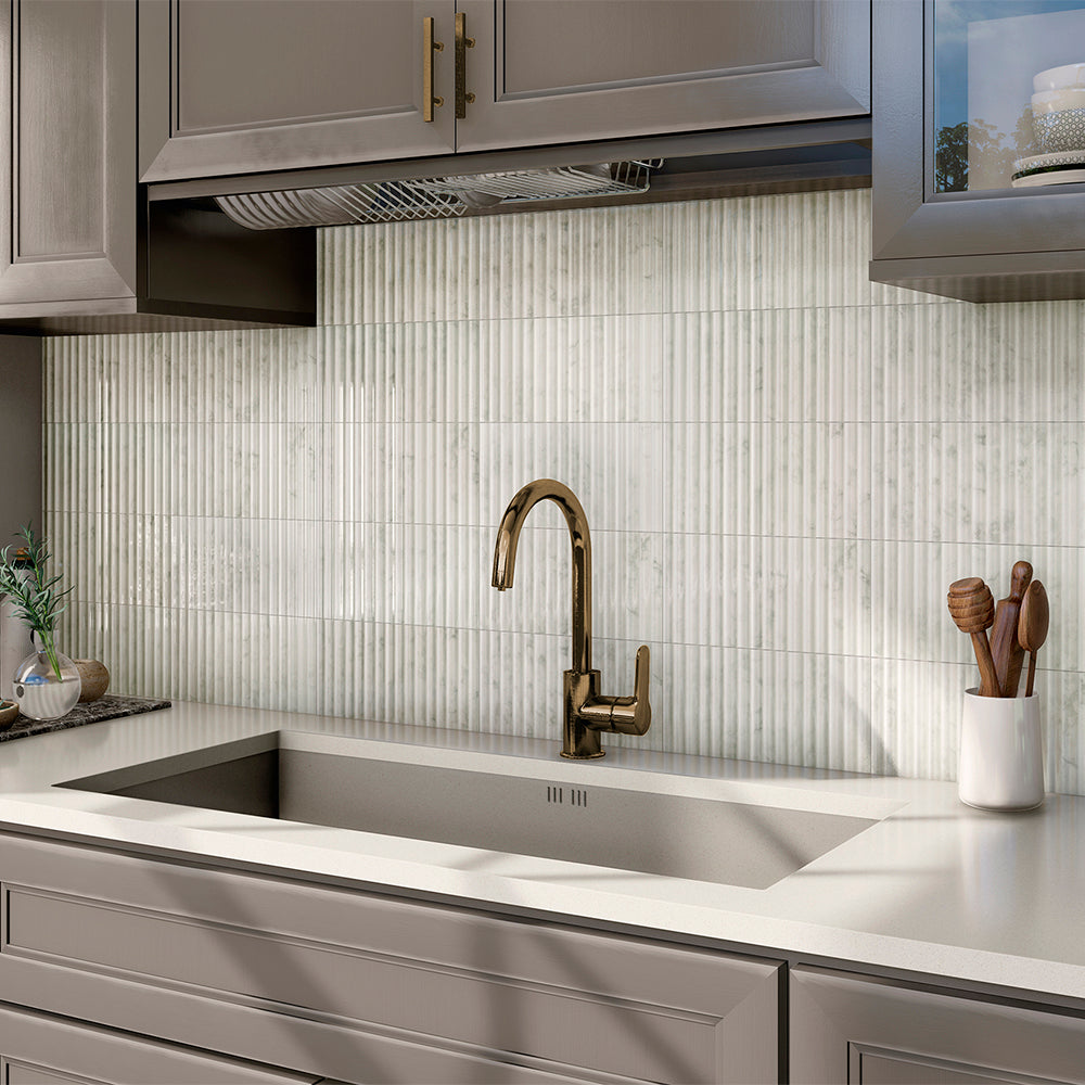 Oro Fluted 6"x12" Marble Ceramic Satin Tile