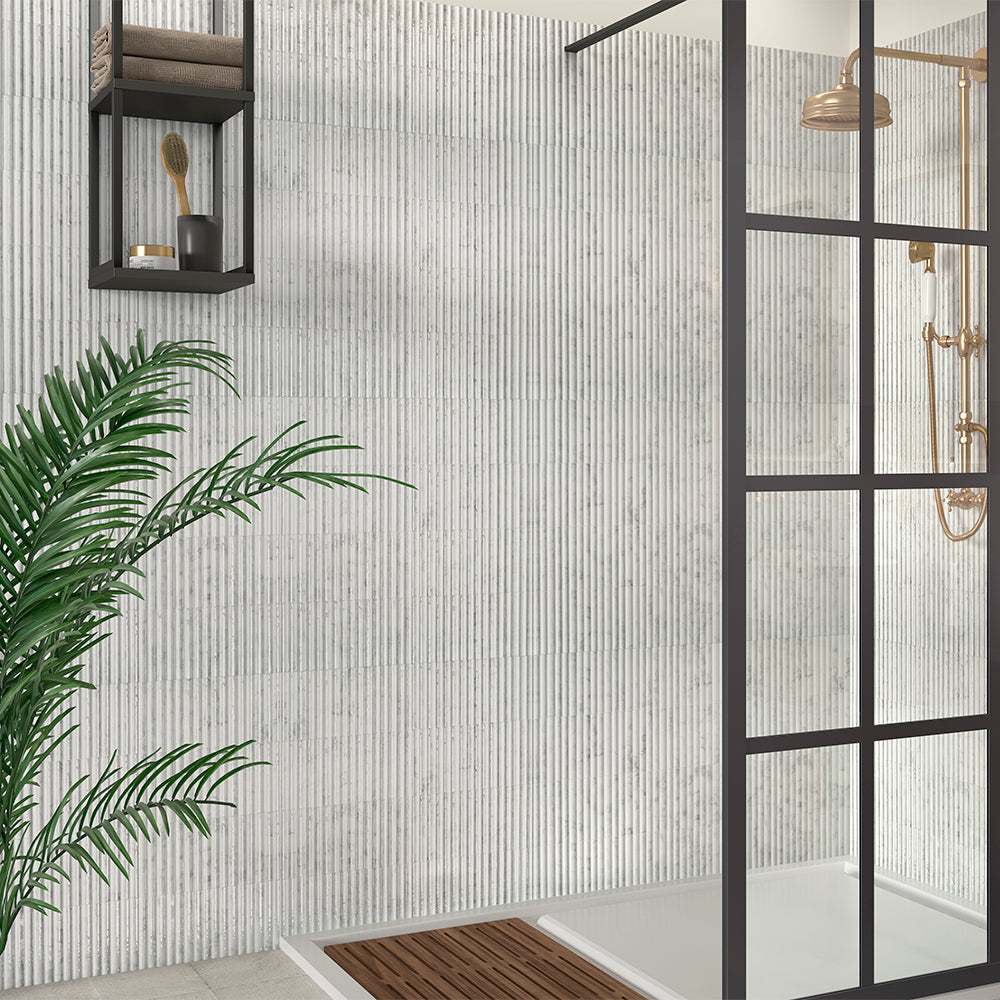 Oro Fluted 6"x12" Marble Ceramic Satin Tile