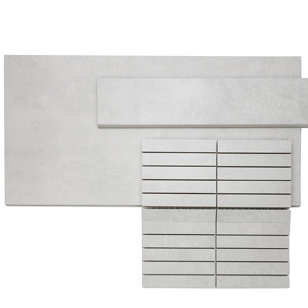 Foundry 1"x 6" Ceniza Porcelain Matte Mosaic