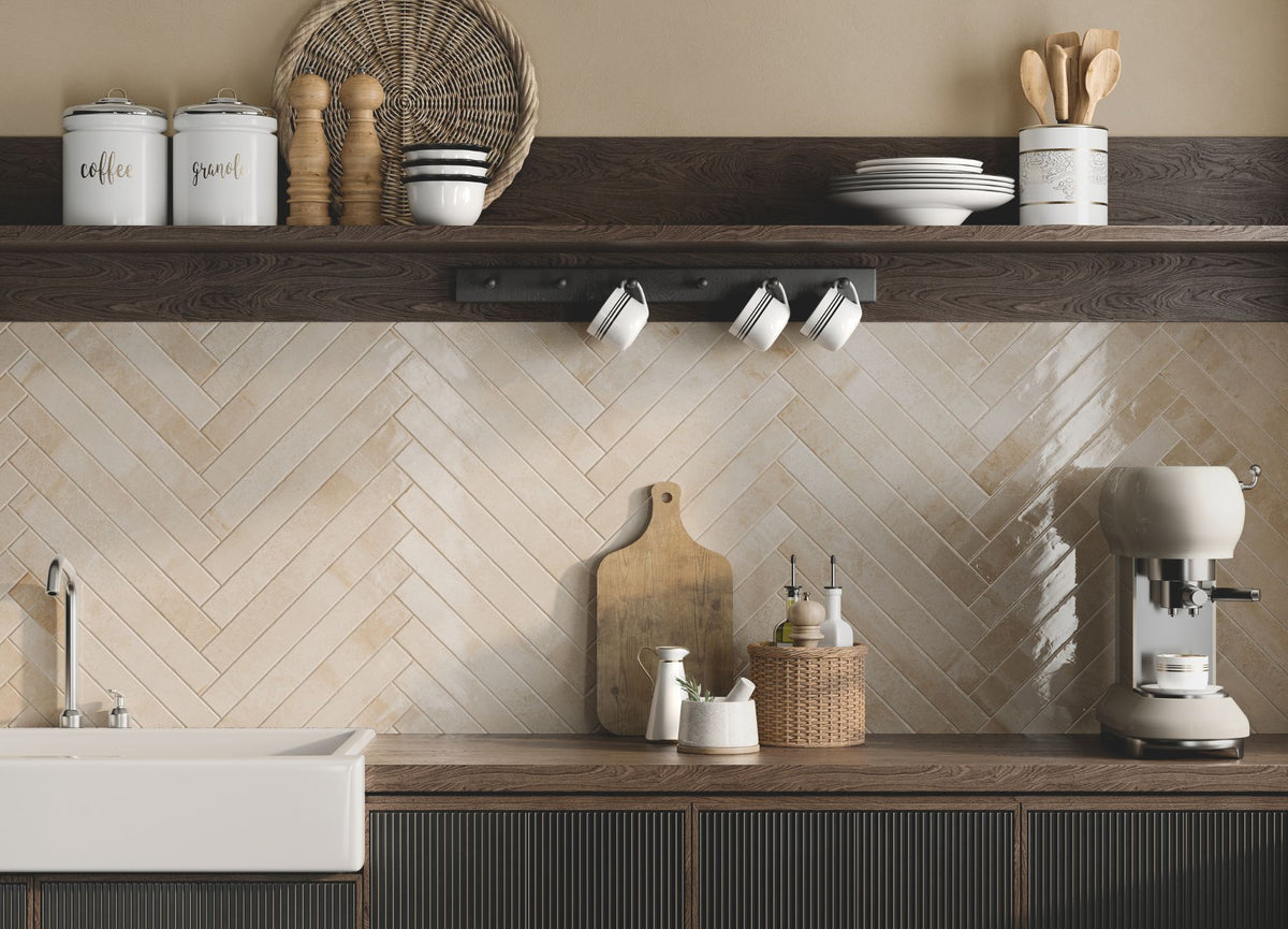 Aria 2" x 18" Crema Porcelain Glossy Tile