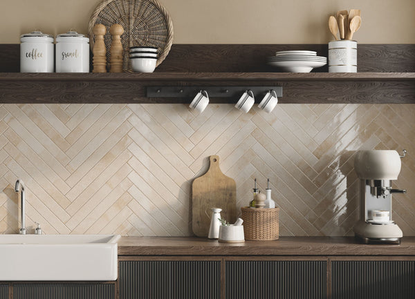 Aria 2" x 18" Crema Porcelain Glossy Tile